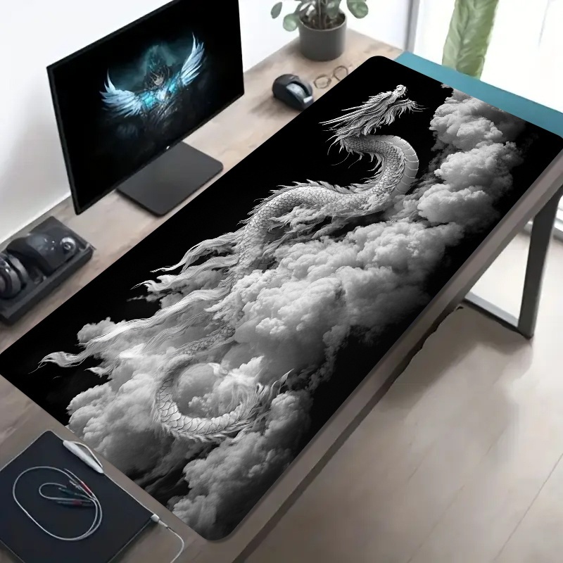 Desk Setup Pc And Laptop - Черно-белый игровой коврик для мыши Dragon,