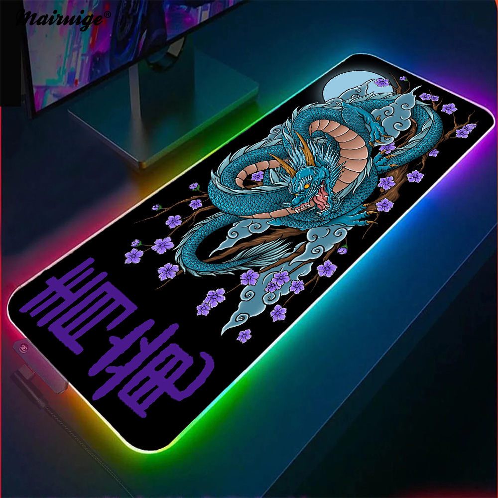 Desk Setup Gadgets - Черный коврик для мыши с драконом