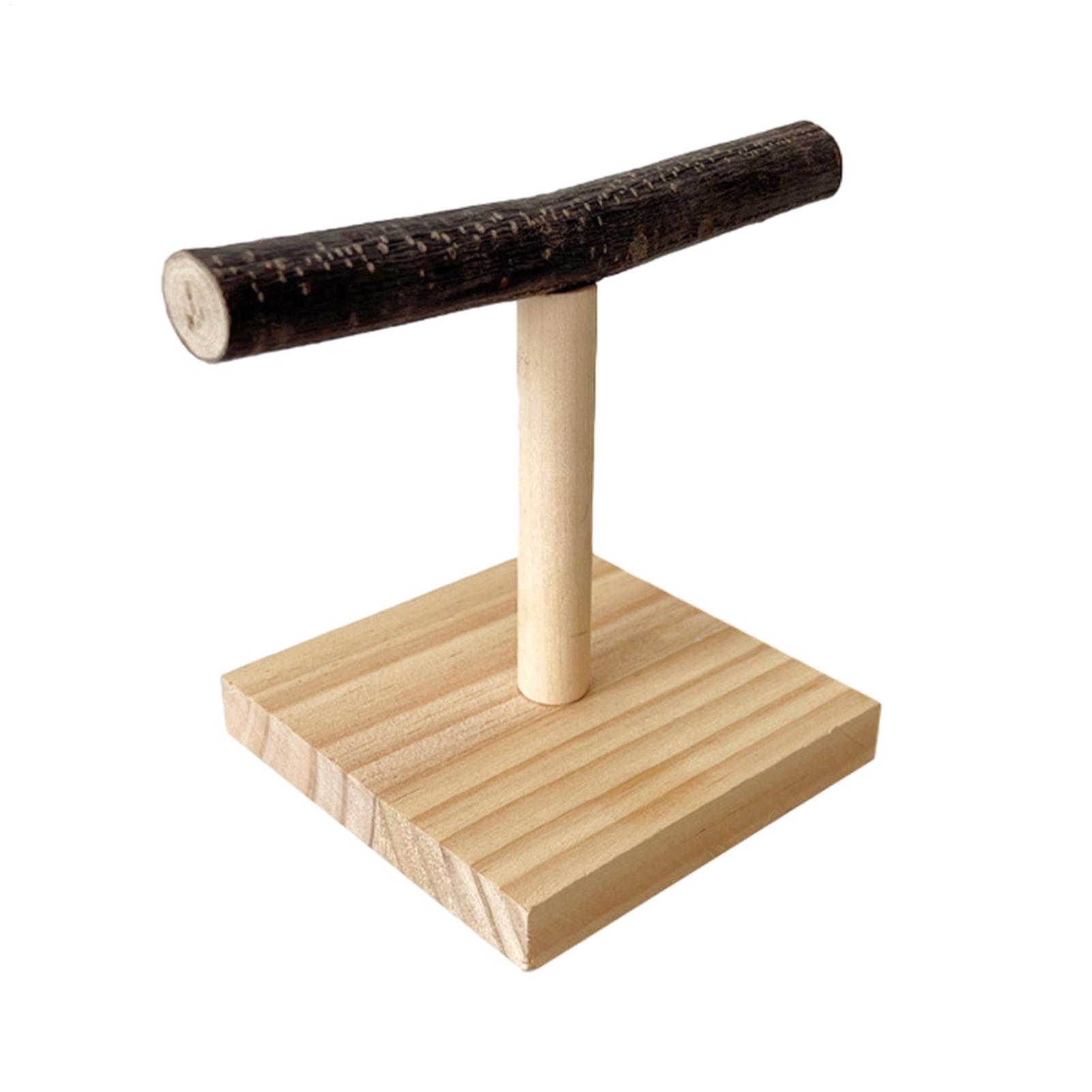 Desk Setup Wood - Натуральная деревянная подставка-лежанка для попугаев Т-образной