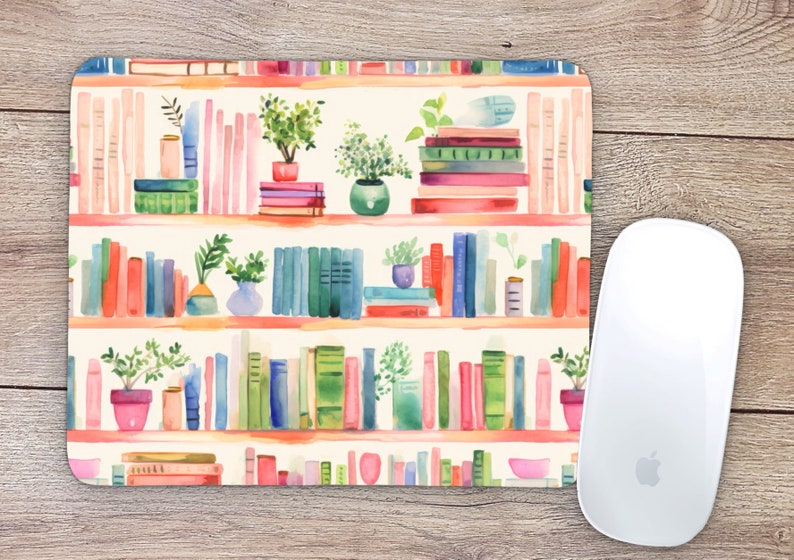 Desk Setup Books - Коврик для мыши с растениями, домашний