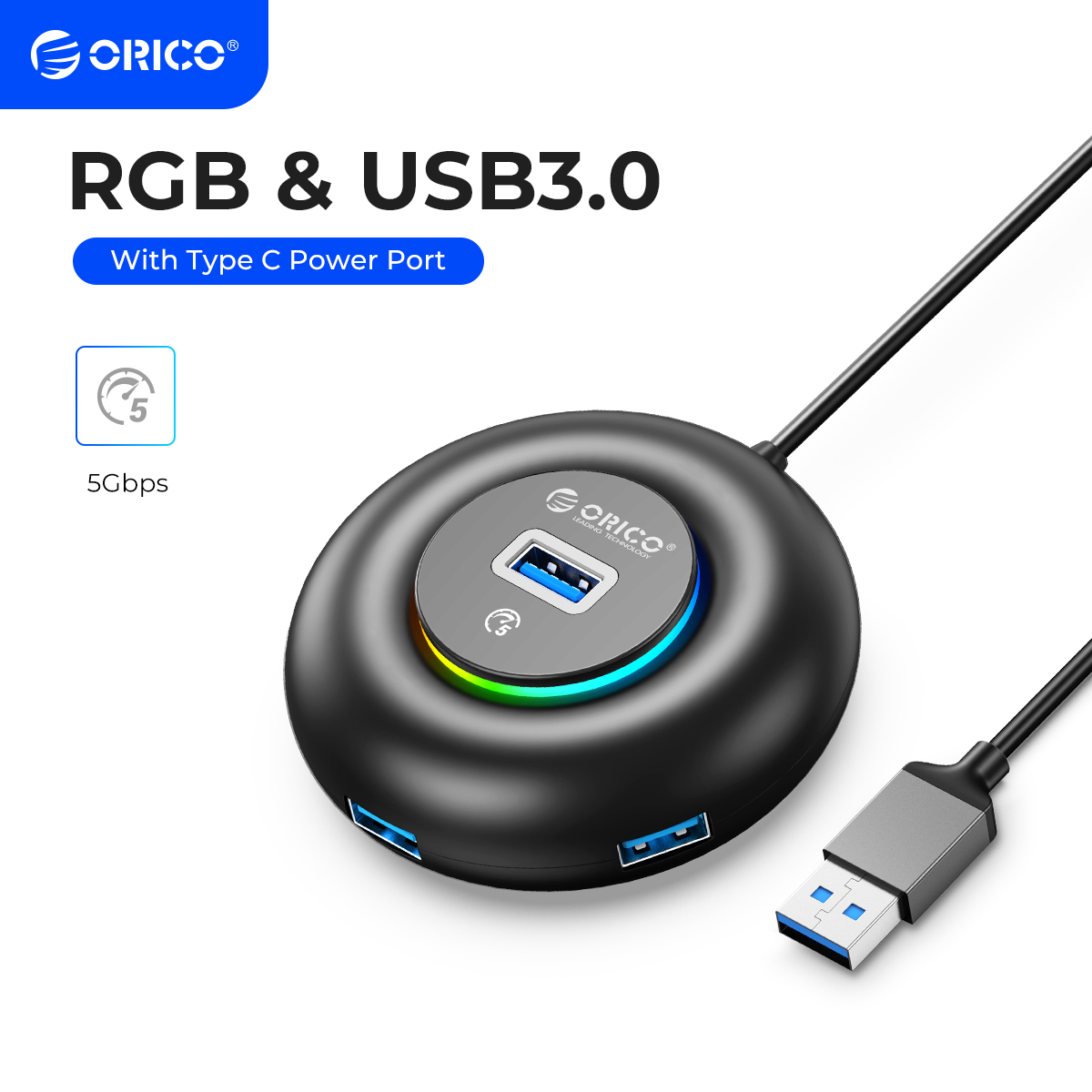 Desk Setup Hub - ORICO RGB USB3.0/Type-C концентратор с портом