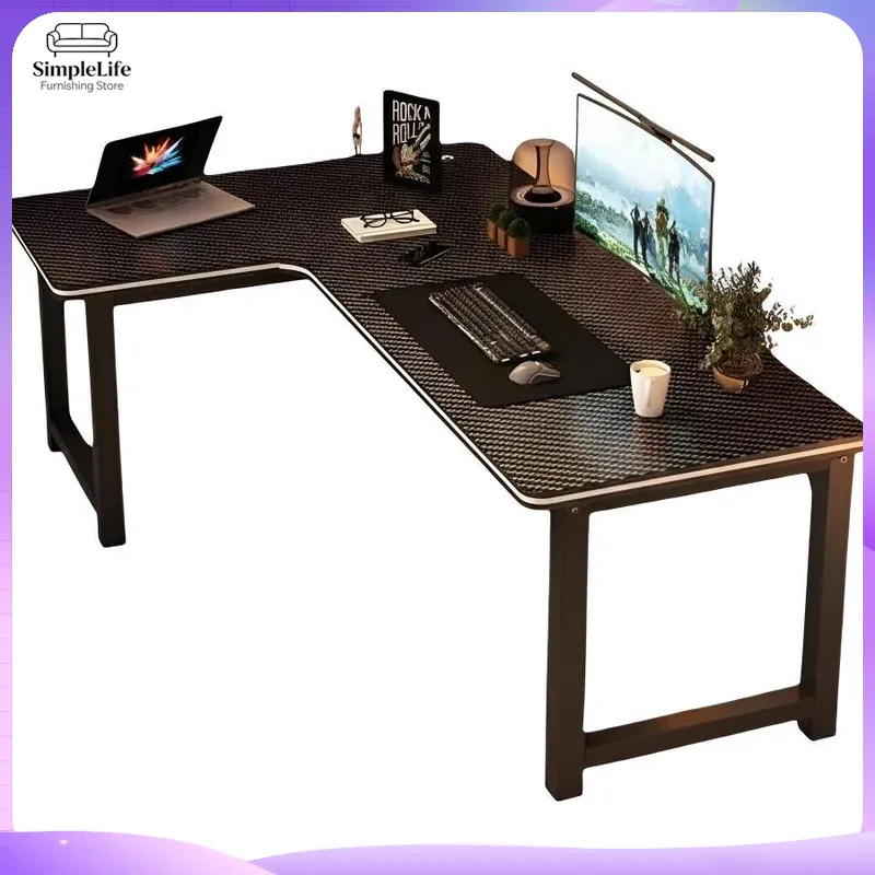 Desk Setup Bedroom - Угловой игровой компьютерный стол с полкой