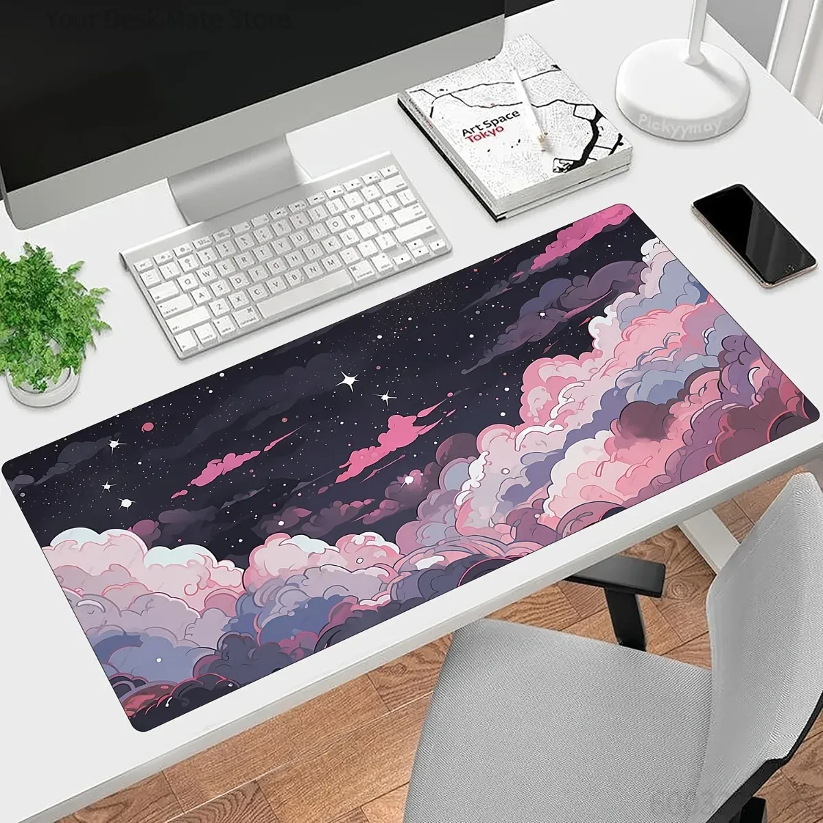 Desk Setup Pc And Laptop - Милый розово-фиолетовый аниме-коврик для мыши из