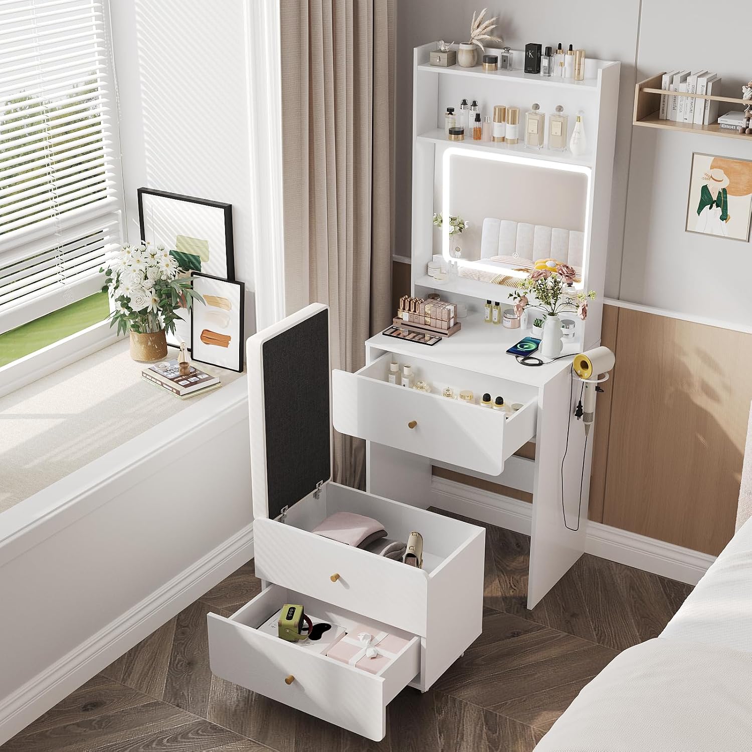 Desk Setup Bedroom - Туалетный столик с зеркалом и подсветкой,