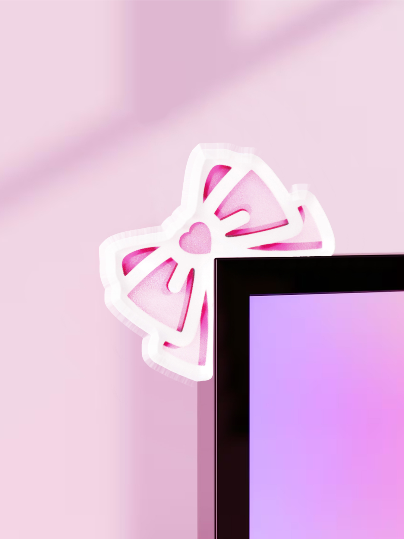 Desk Setup Pegboard - Kawaii Bow Monitor Decor Розовый акриловый