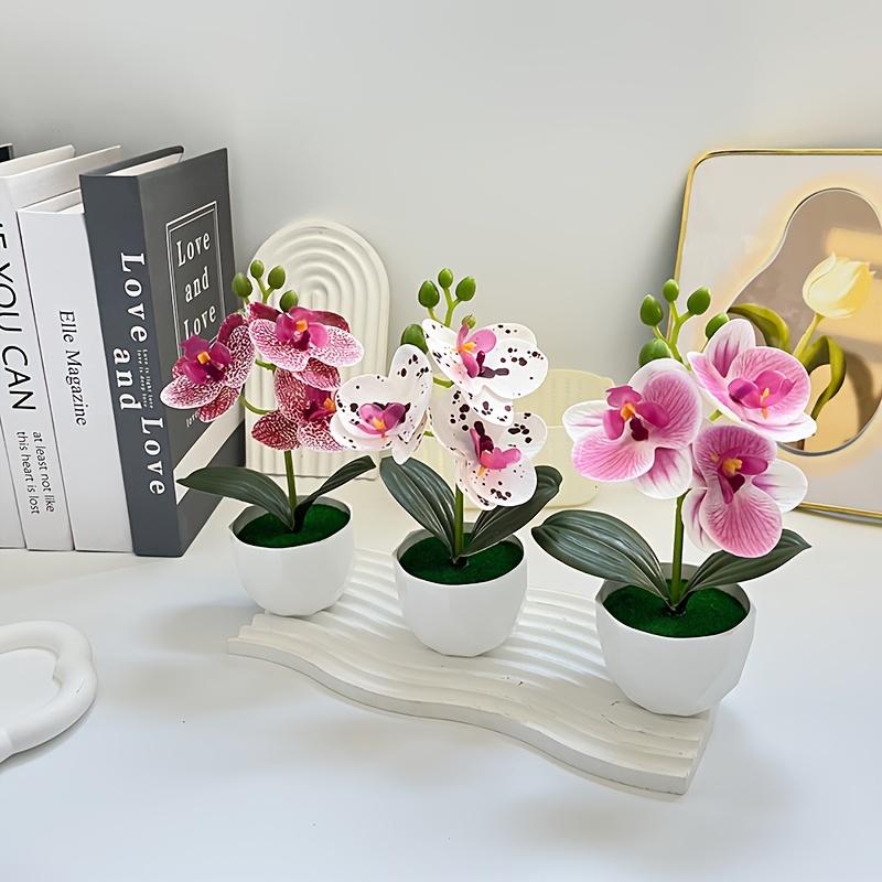3 шт. искусственных орхидей фа – обзор и цена Desk Setup Plants