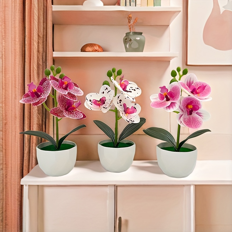 3 шт. искусственных орхидей фа – обзор и цена Desk Setup Plants